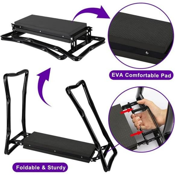 Garden Kneeler and Seat Foldable Stool with 2 Tool Pouches & 2 Gloves - Picture 4 of 7